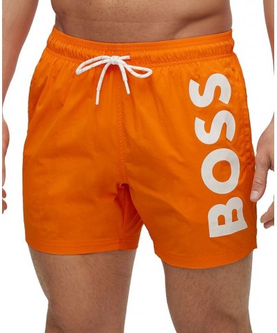 BOSS Men's Quick-Drying Large Contrast Logo Swim Shorts Orange $40.28 Shorts