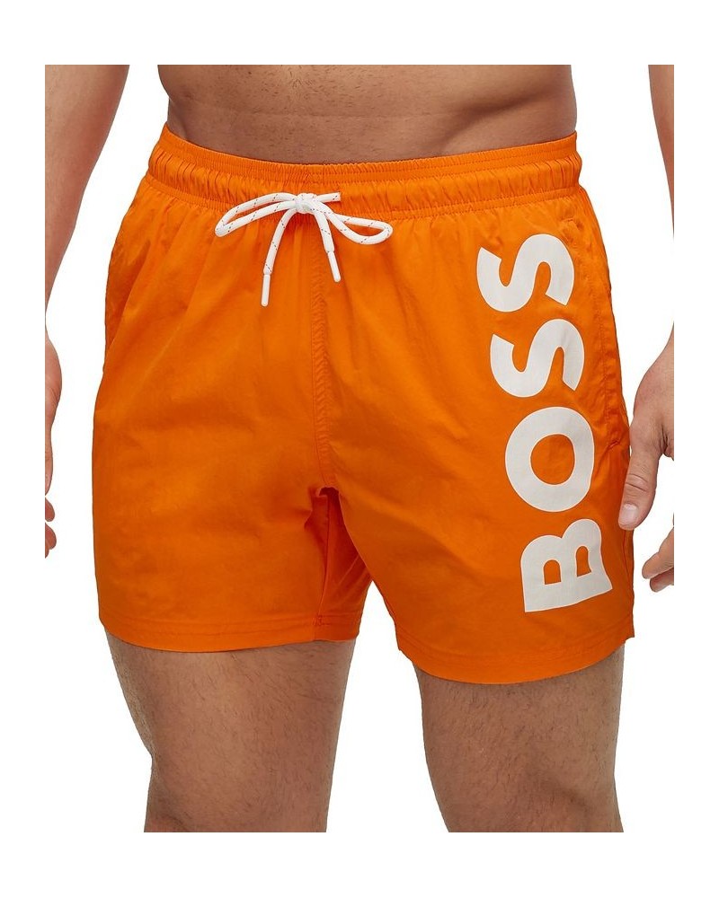 BOSS Men's Quick-Drying Large Contrast Logo Swim Shorts Orange $40.28 Shorts