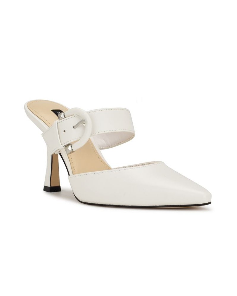 Women's Sanra Slip-on Heeled Mules White $54.45 Shoes