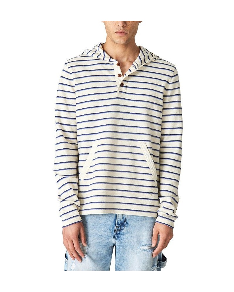 Men's Indigo Stripe Long Sleeve Hooded Sweatshirt $38.88 Sweatshirt