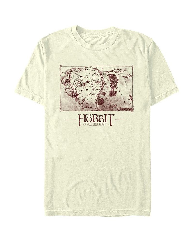 Men's The Hobbit 1 Middle earth Map Short Sleeve T-shirt Ivory/Cream $17.15 T-Shirts