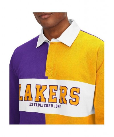 Men's Purple, Gold Los Angeles Lakers Ronnie Rugby Long Sleeve T-shirt $40.80 T-Shirts