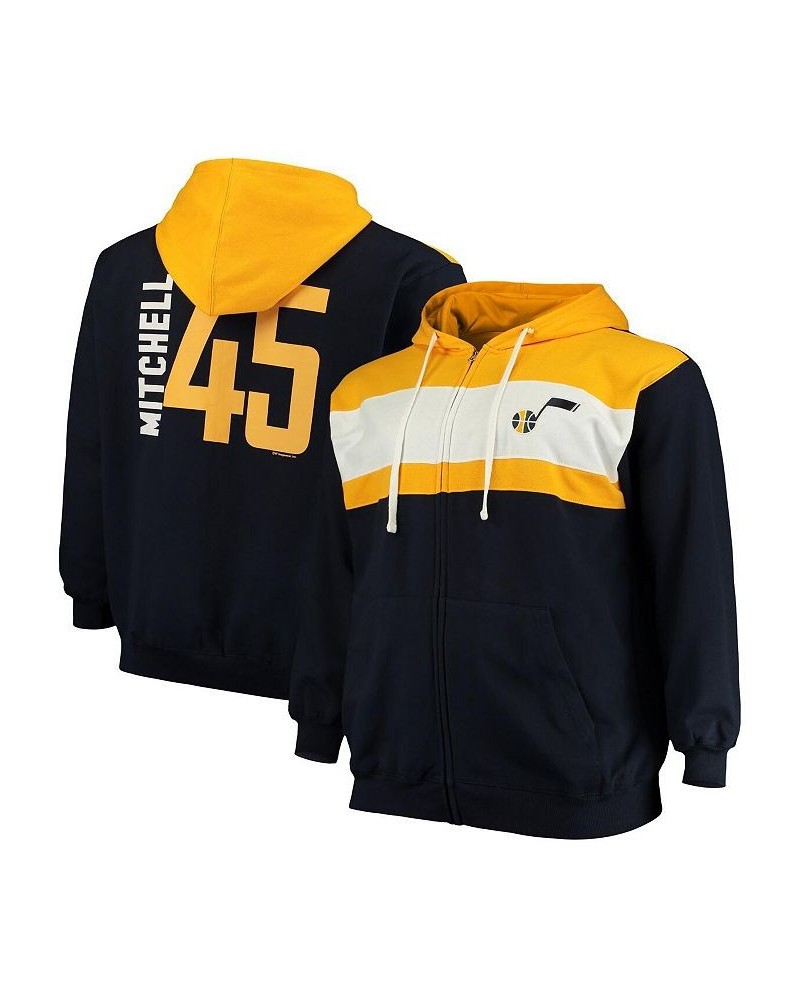 Men's Donovan Mitchell Navy, White Utah Jazz Big and Tall Full-Zip Hoodie $31.50 Sweatshirt