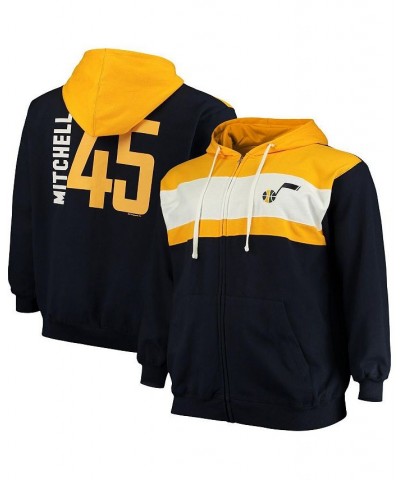 Men's Donovan Mitchell Navy, White Utah Jazz Big and Tall Full-Zip Hoodie $31.50 Sweatshirt