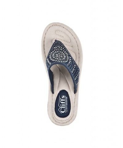 Cienna Comfort Thong Sandals Blue $31.74 Shoes