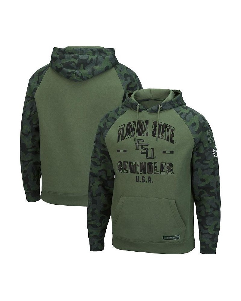 Men's Olive, Camo Florida State Seminoles OHT Military-Inspired Appreciation Raglan Pullover Hoodie $33.63 Sweatshirt