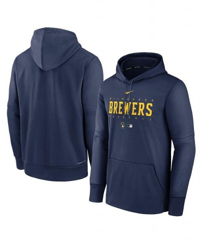 Men's Navy Milwaukee Brewers Authentic Collection Pregame Performance Pullover Hoodie $47.50 Sweatshirt