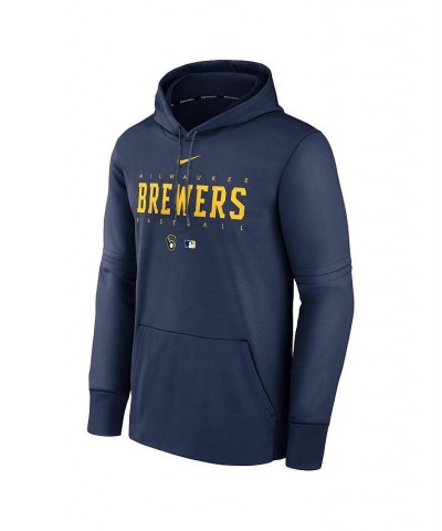 Men's Navy Milwaukee Brewers Authentic Collection Pregame Performance Pullover Hoodie $47.50 Sweatshirt