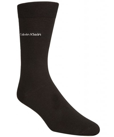 Men's Giza Cotton Flat Knit Crew Socks Black $9.74 Socks