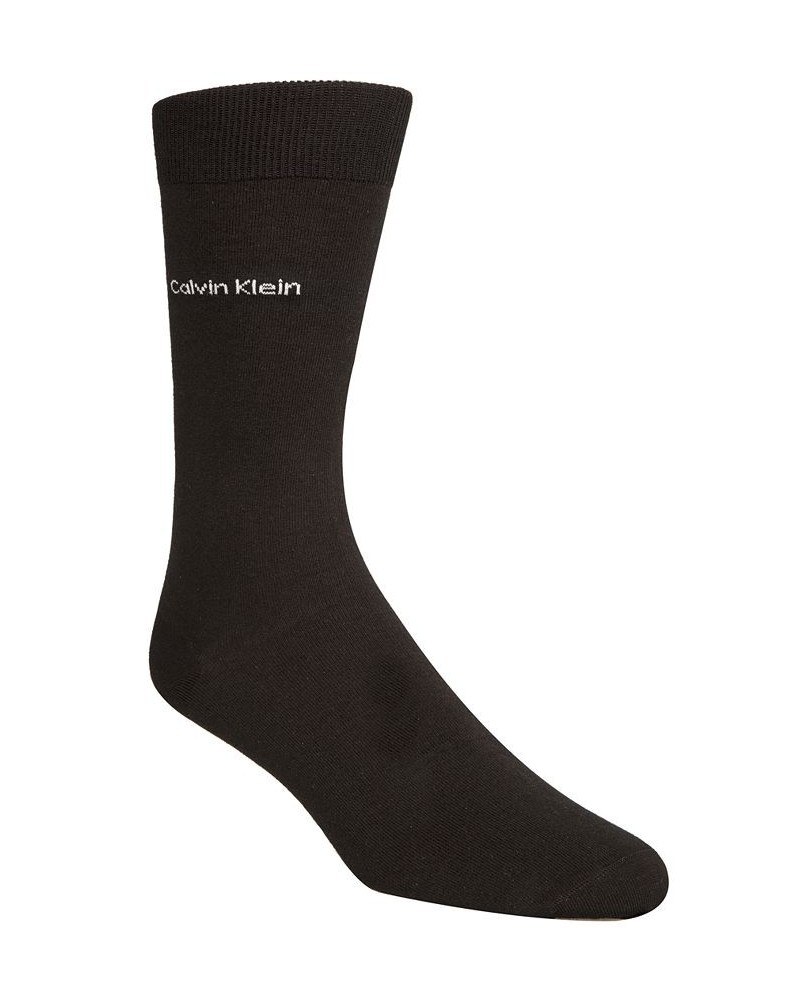 Men's Giza Cotton Flat Knit Crew Socks Black $9.74 Socks