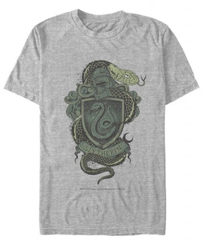 Men's Slytherin Crest Short Sleeve Crew T-shirt Gray $14.00 T-Shirts