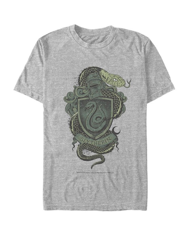 Men's Slytherin Crest Short Sleeve Crew T-shirt Gray $14.00 T-Shirts