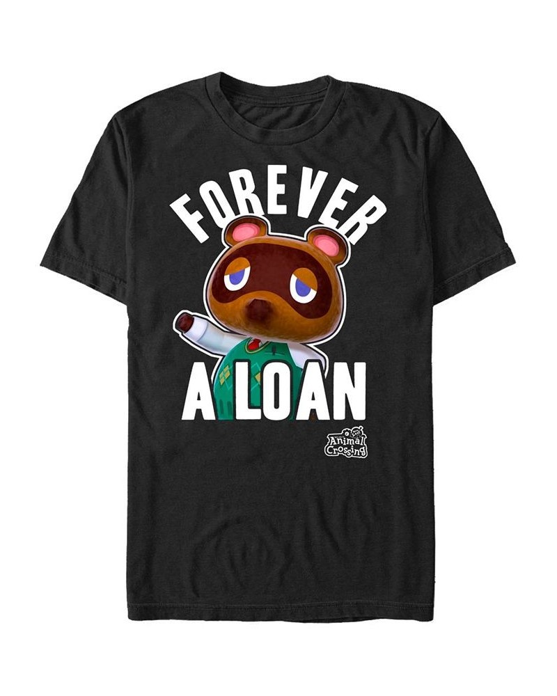 Men's Nintendo Animal Crossing Tom Nook Forever A Loan Short Sleeve T-shirt Black $19.94 T-Shirts