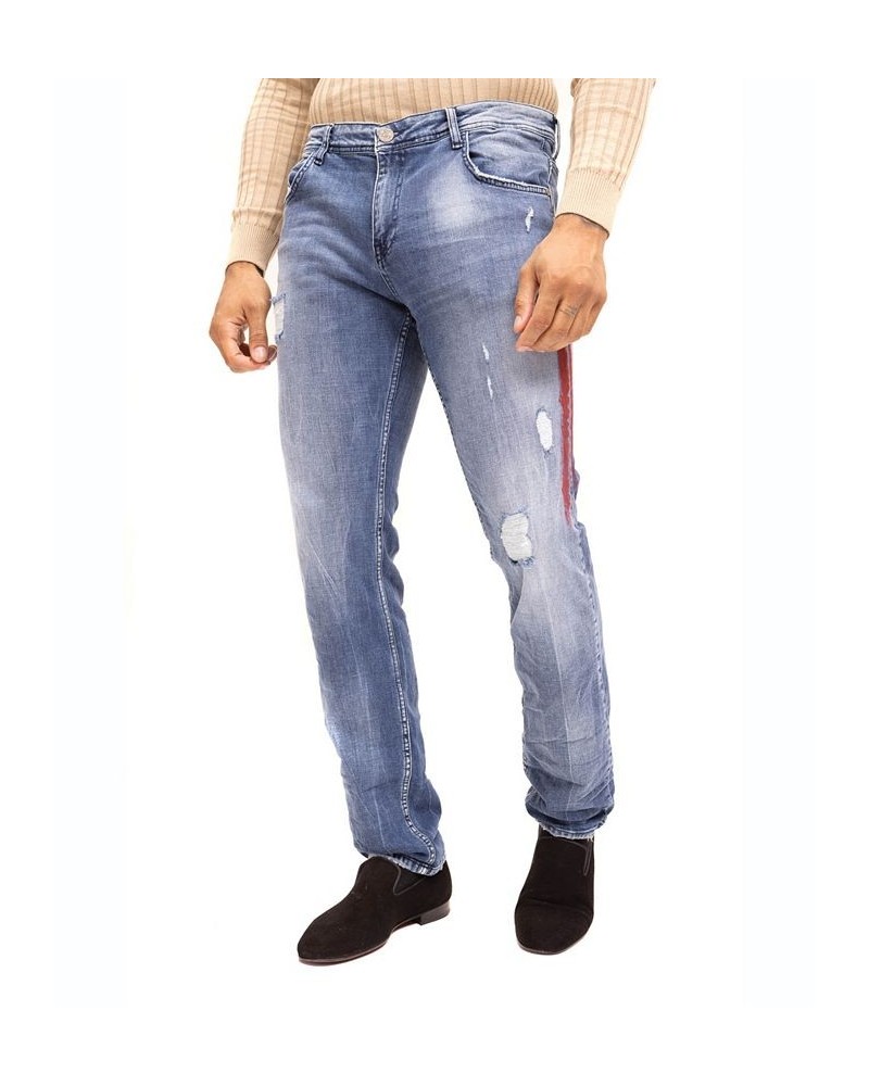 Men's Modern Stripe Denim Jeans Blue $77.90 Jeans