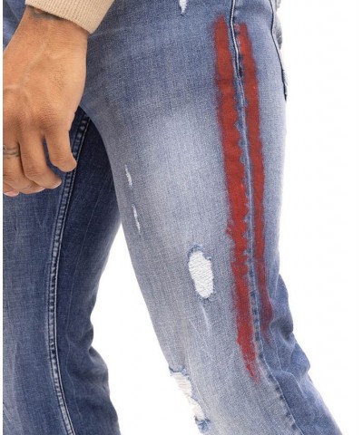 Men's Modern Stripe Denim Jeans Blue $77.90 Jeans