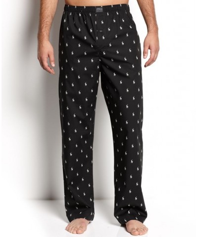 Men's Polo Player Pajama Pants Black/White $27.95 Pajama