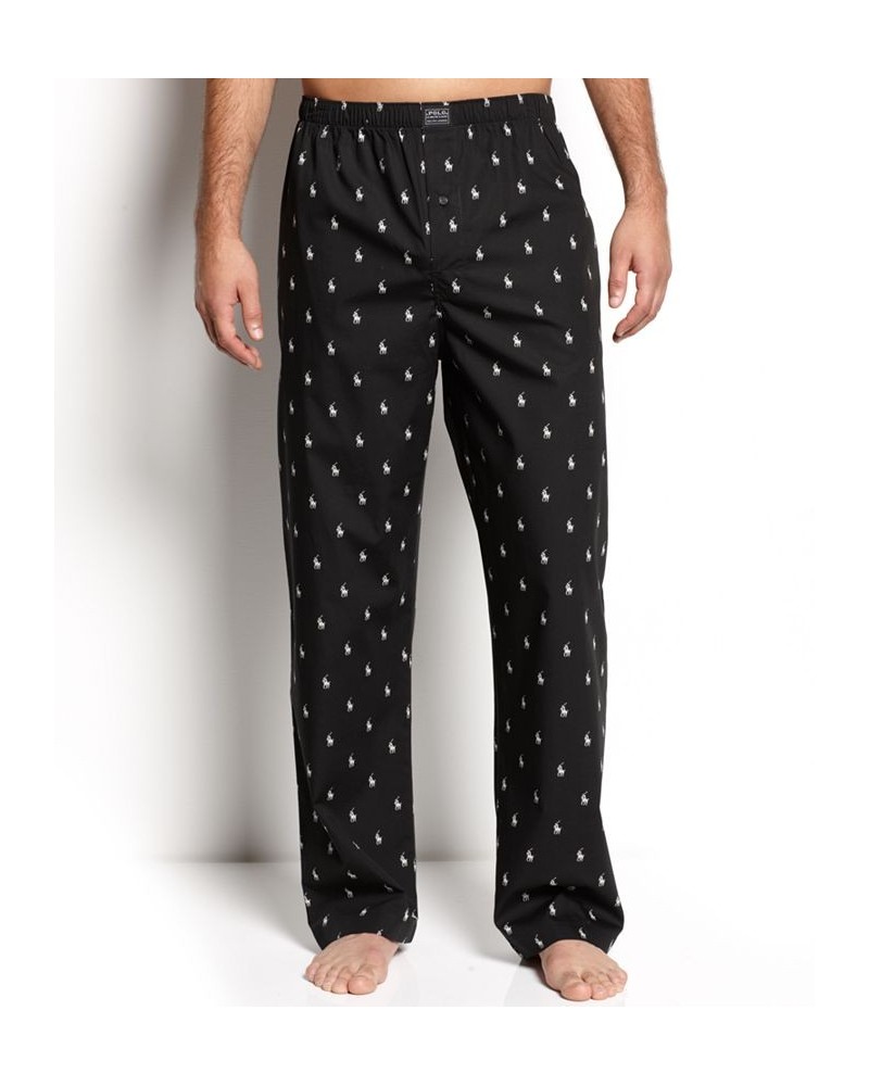 Men's Polo Player Pajama Pants Black/White $27.95 Pajama