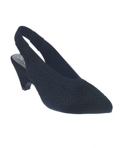 Women's Elaira Stretch Knit Sling Pumps Black $42.50 Shoes