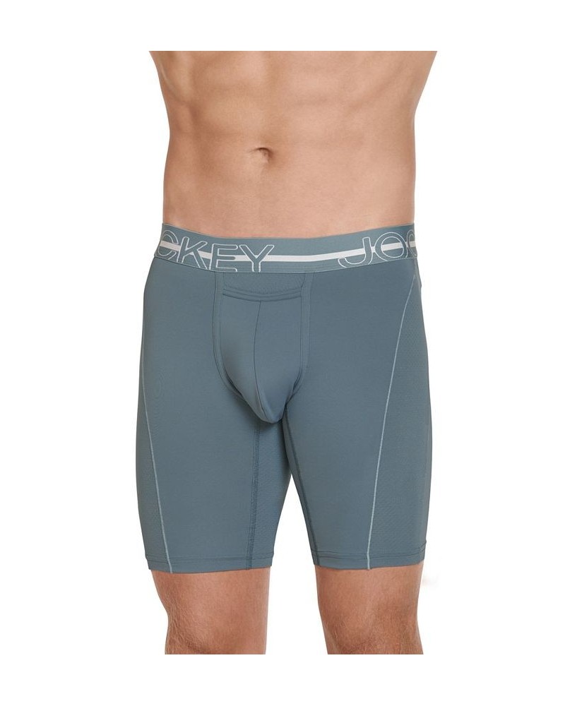 Men's Sport Silver Solution Stretch Long Leg Boxer Briefs Gray $10.55 Underwear