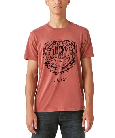 Men's Lucky Work-Wear Graphic T-shirt Red $17.70 T-Shirts