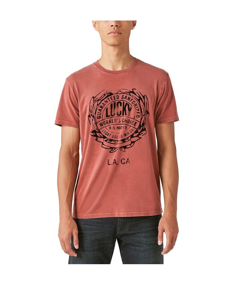 Men's Lucky Work-Wear Graphic T-shirt Red $17.70 T-Shirts