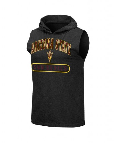 Men's Black Arizona State Sun Devils Varsity Hoodie Tank Top $16.00 T-Shirts