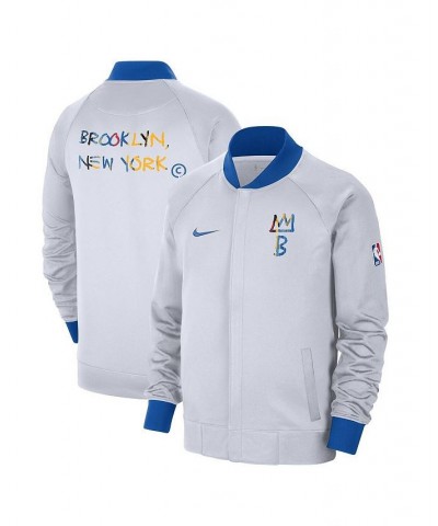 Men's White, Royal Brooklyn Nets 2022/23 City Edition Showtime Thermaflex Full-Zip Jacket $70.00 Jackets