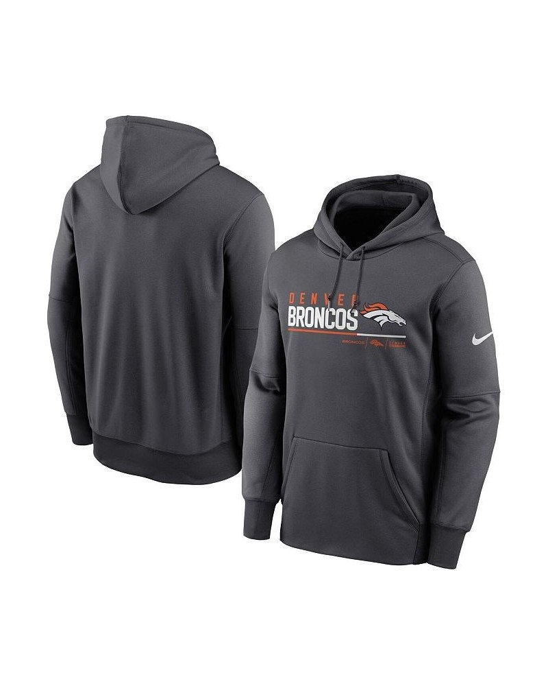 Men's Anthracite Denver Broncos Prime Logo Name Split Pullover Hoodie $45.89 Sweatshirt