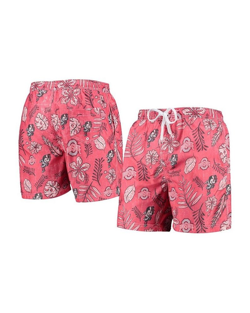 Men's Scarlet Ohio State Buckeyes Vintage-Like Floral Swim Trunks $37.09 Swimsuits