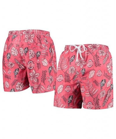 Men's Scarlet Ohio State Buckeyes Vintage-Like Floral Swim Trunks $37.09 Swimsuits