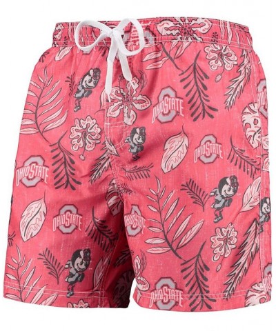 Men's Scarlet Ohio State Buckeyes Vintage-Like Floral Swim Trunks $37.09 Swimsuits