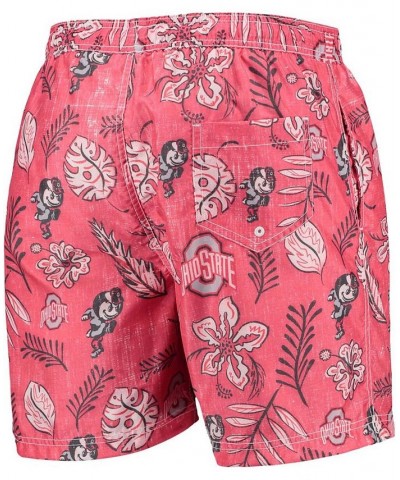 Men's Scarlet Ohio State Buckeyes Vintage-Like Floral Swim Trunks $37.09 Swimsuits