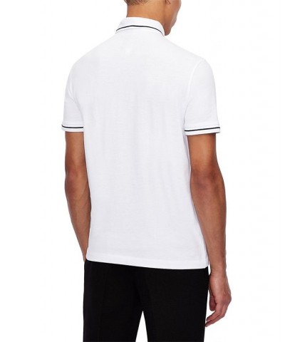 Men's Icon Tipped Embroidered Logo PiquÉ Polo Shirt White $39.95 Polo Shirts