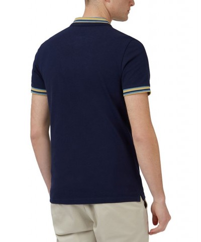 Men's House Collar Short-Sleeve Embroidered Polo Shirt Blue $48.06 Polo Shirts