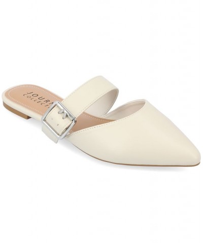 Women's Shaella Buckle Flats White $40.79 Shoes