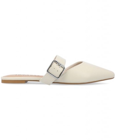 Women's Shaella Buckle Flats White $40.79 Shoes