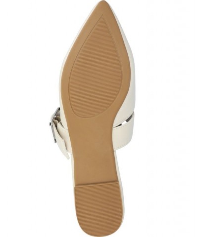 Women's Shaella Buckle Flats White $40.79 Shoes