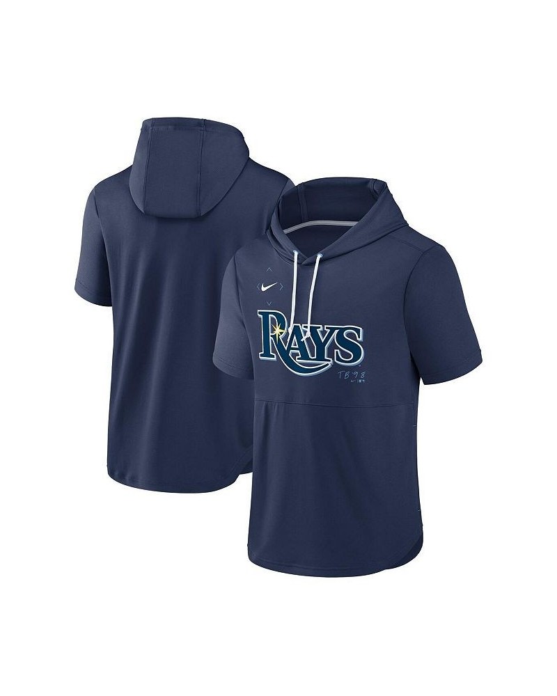 Men's Navy Tampa Bay Rays Springer Short Sleeve Team Pullover Hoodie $35.00 Sweatshirt