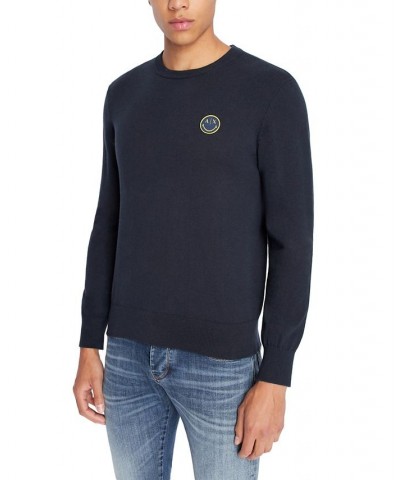 Men's Exclusive Smiley Logo Pullover Sweater Blue $45.76 Sweaters