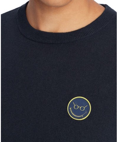 Men's Exclusive Smiley Logo Pullover Sweater Blue $45.76 Sweaters