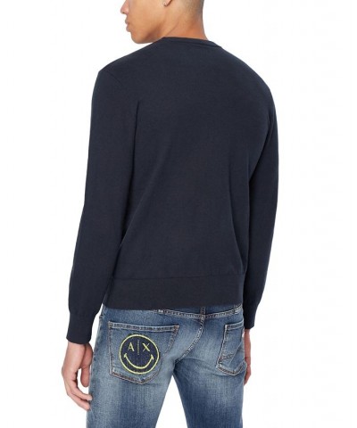 Men's Exclusive Smiley Logo Pullover Sweater Blue $45.76 Sweaters