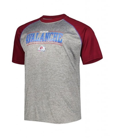 Men's Branded Nathan MacKinnon Heather Gray, Burgundy Colorado Avalanche Big and Tall Contrast Raglan Name and Number T-shirt...