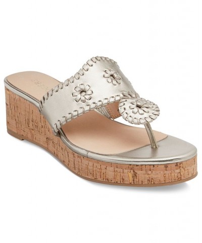 Women's Jacks Mid Wedge Sandals Platinum Cork $71.10 Shoes