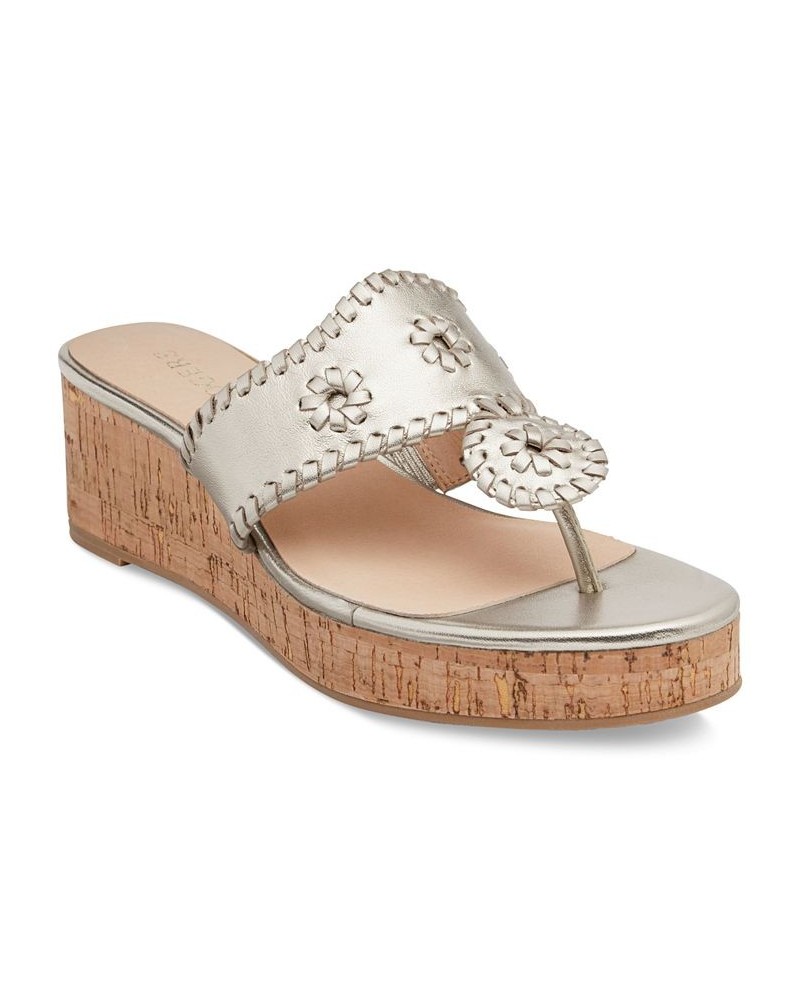 Women's Jacks Mid Wedge Sandals Platinum Cork $71.10 Shoes