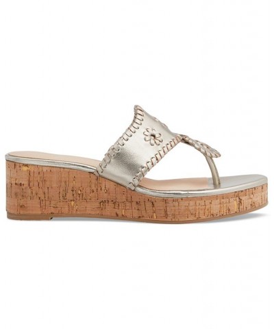 Women's Jacks Mid Wedge Sandals Platinum Cork $71.10 Shoes