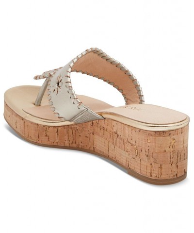 Women's Jacks Mid Wedge Sandals Platinum Cork $71.10 Shoes