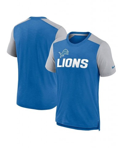 Men's Heathered Blue, Heathered Gray Detroit Lions Color Block Team Name T-shirt $26.65 T-Shirts