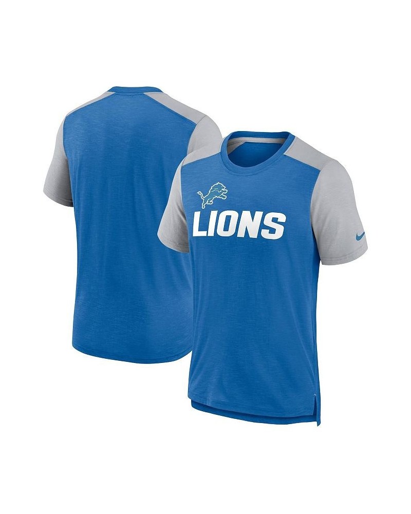 Men's Heathered Blue, Heathered Gray Detroit Lions Color Block Team Name T-shirt $26.65 T-Shirts