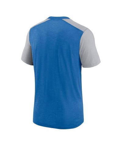 Men's Heathered Blue, Heathered Gray Detroit Lions Color Block Team Name T-shirt $26.65 T-Shirts