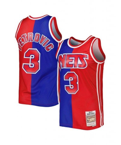 Men's Drazen Petrovic Blue, Red New Jersey Nets Hardwood Classics 1992-93 Split Swingman Jersey $46.40 Jersey